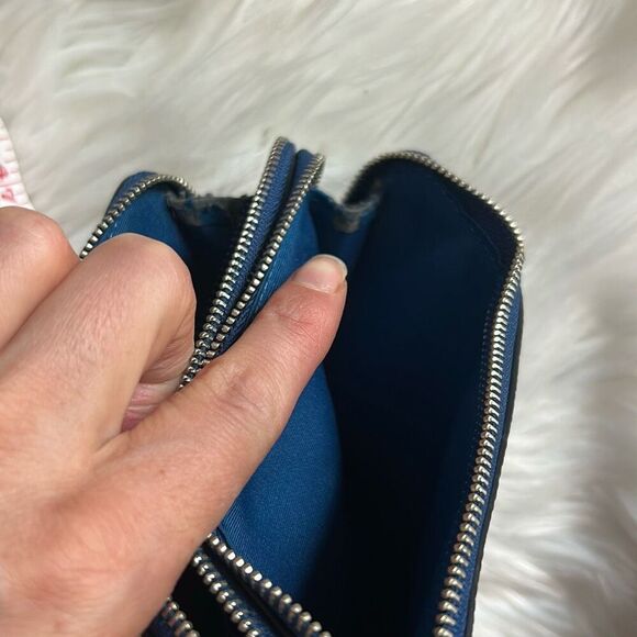 Coach double Corner Zip Wristlet Denim Blue Refined Pebbled Leather - Picture 10 of 10